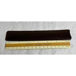 Vintage GRAMERCY West Germany Ruler w/ Leather Case 12” Wood Metric/Imperial